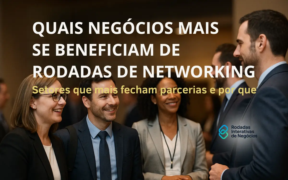  Empreendedores conversando em evento de networking empresarial